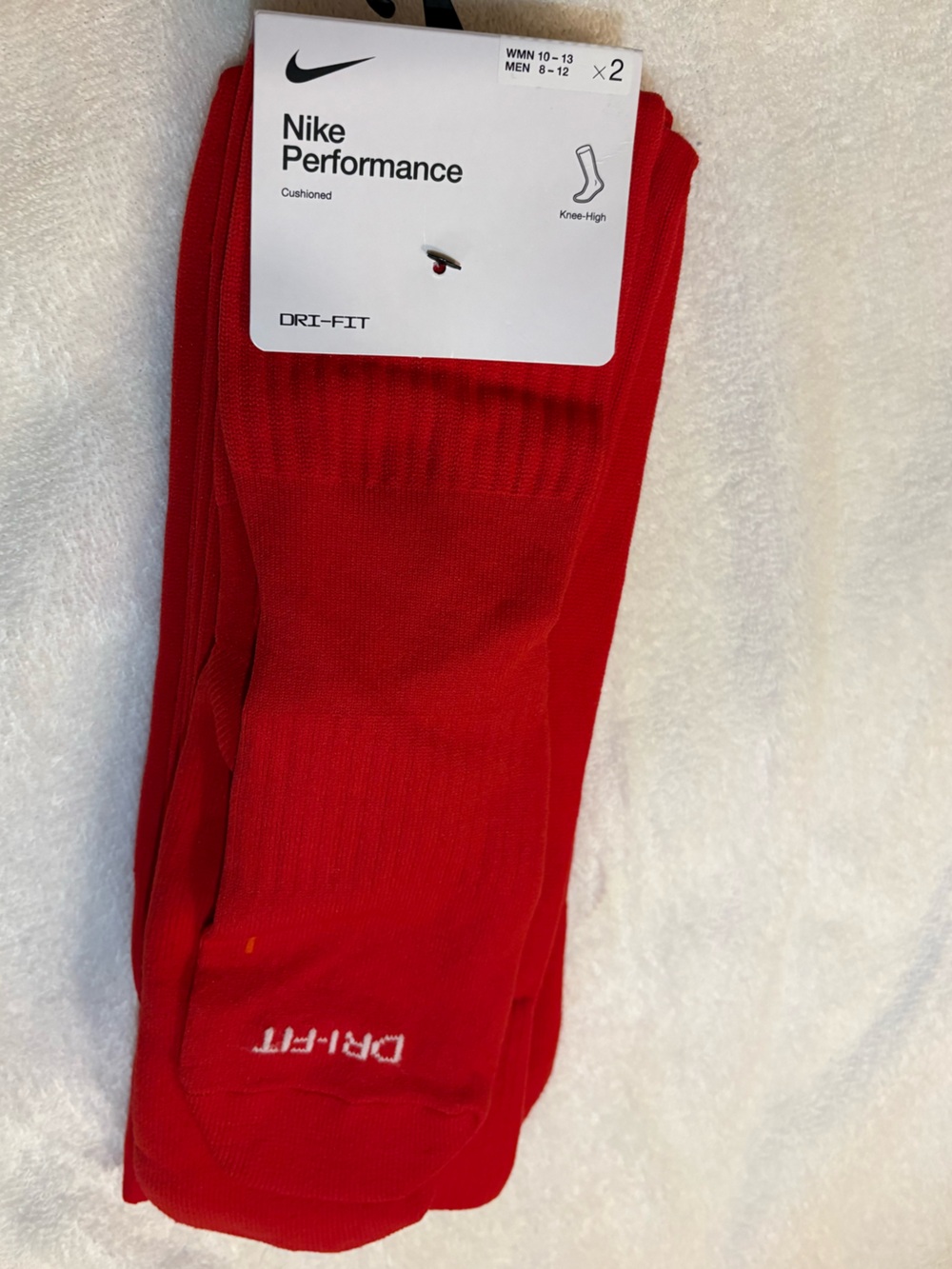 Nike Red Cushioned Dri-FIT Athletic 2 packs Socks knee high.